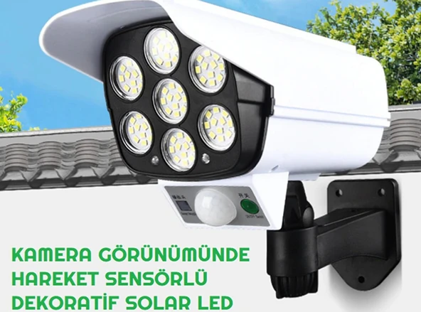 2 Adet Kamera Görünümlü Hareket Sensörlü Uzaktan Kumandalı Solar Bahçe Lambası ürün görseli 1