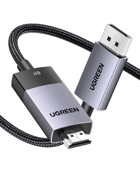 UGREEN 8K 60Hz Displayport 1.4 to HDMI 2.1 Örgülü Kablo, 1m, 80395 ürün görseli 1