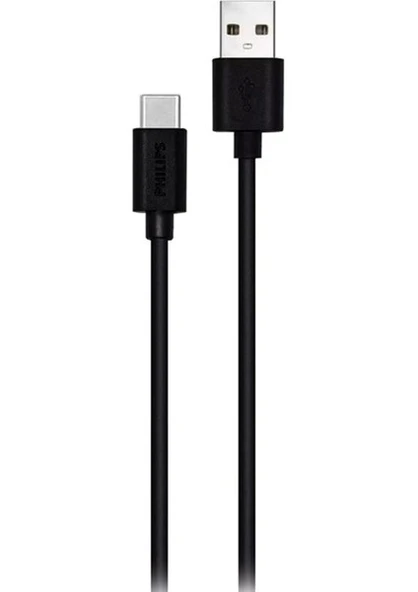 Philips 3A 45W UsbA to Type-C Hızlı Şarj ve Data Kablosu 1.2Metre Siyah DLC3541A/00 ürün görseli 1