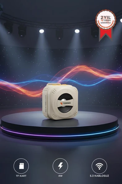 Bluetooth Hoparlör Led Işıklı Outdoor Kablosuz Speaker D79 Bej ürün görseli 1