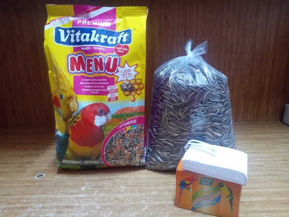 Vitakraft Sultan Cennet Paraket Yemi 1 kg +Mavi Yeşil Paraket Gaga TAŞI+500 Gram Tuzsuz Çekirdek ürün görseli 1