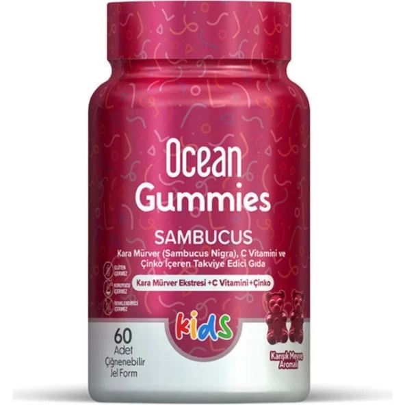 Ocean Gummies Sambucus Kids Takviye Edici Gıda 60 Adet Çiğnenebilir Jel Form ürün görseli 1