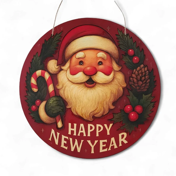 Noel Baba Kapı ve Duvar Süsü Happy New Year ürün görseli 1