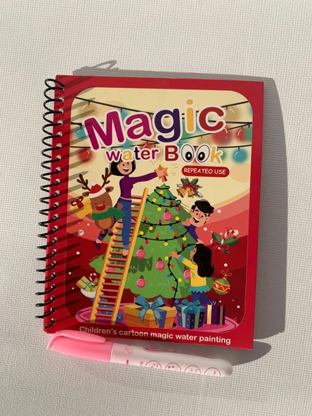 YILBAŞI KUTLAMA Magic Book Eğitici İngilizce Sihirli Boyama Kitabı Su Kalemi Water Painting Kırmızı ürün görseli 1