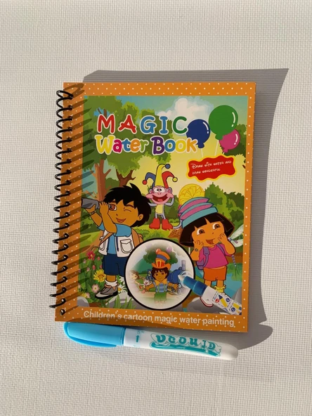 MACERA PEŞİNDE Magic Book Eğitici İngilizce Sihirli Boyama Kitabı Su Kalemi Water Painting Turuncu ürün görseli 1