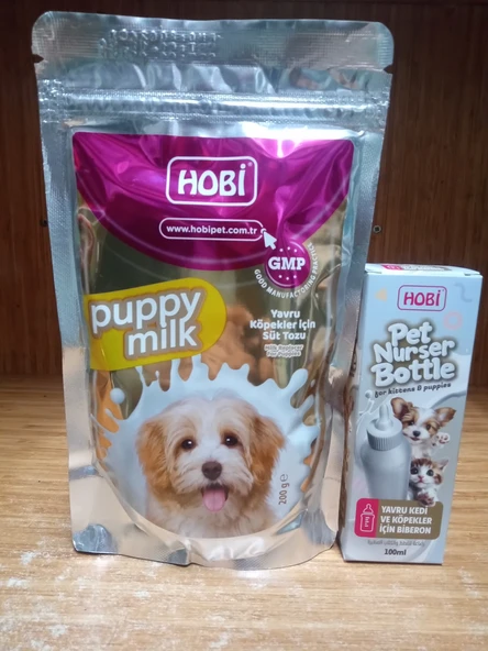 Hobi Yavru Köpekler Için Süt Tozu 200 Gram+1 adet Hobi Yavru Köpek Biberonu 100 ml ürün görseli 1