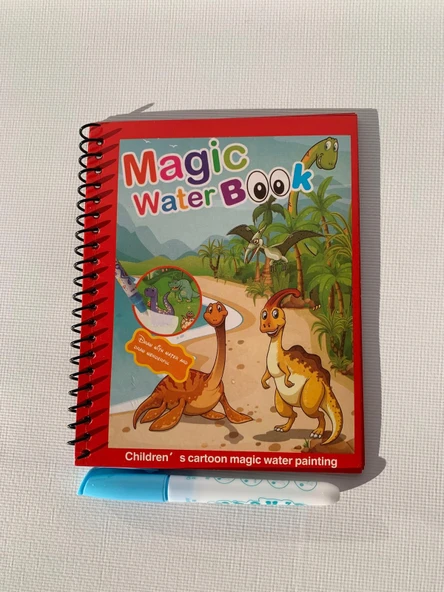 DİNAZOR DÜNYASI Magic Book Eğitici İngilizce Sihirli Boyama Kitabı Su Kalemi Water Painting Kırmızı ürün görseli 1