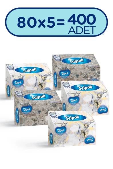 Selpak El Ve Yüz Havlusu Kutulu Mermer Desen 5*80 Yaprak ürün görseli 1