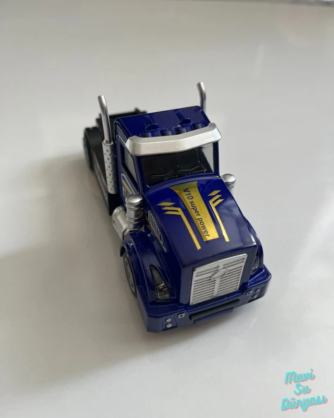 Metal Çek Bırak Tır Kafası Araba 13x5 Cm Mavi ürün görseli 1