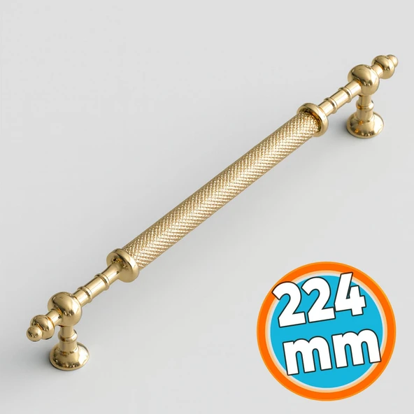 Mobilya Çekmece Mutfak Dolabı Dolap Kapak Kulpları Kulbu Altın Gold Metal Kulp 224 mm-22.4 cm ürün görseli 1