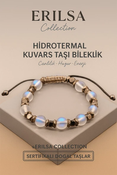 Sertifikalı Hidrotermal Kuvars Doğal Taş Bileklik - 8x8 mm Canlılık Huzur ve Enerji Taşı ürün görseli 1