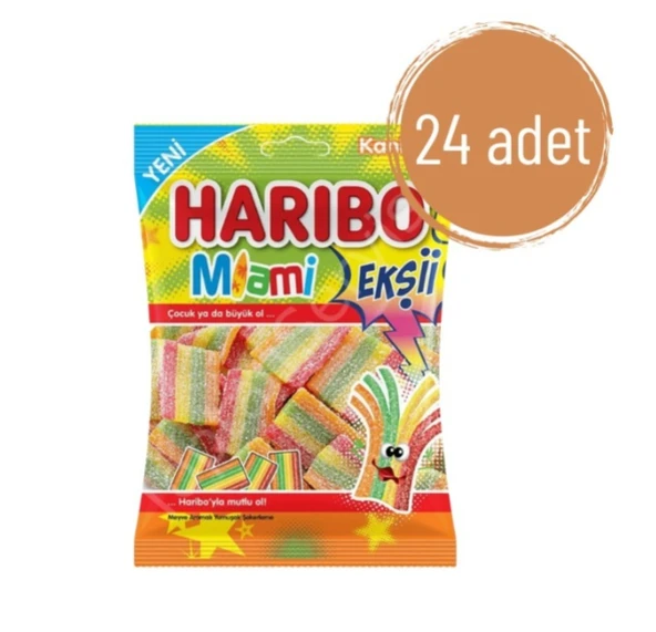 Haribo Miami Ekşi Jelibon 70 gr 24 Adet ürün görseli 1