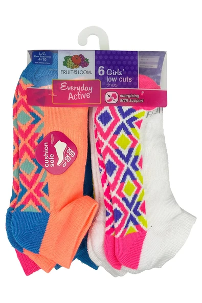 Fruit Of The Loom Girls Low Cuts Tines Çorap 6lı Paket (L) ürün görseli 1