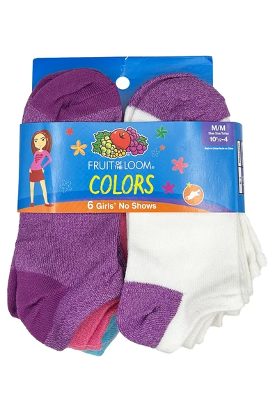 Fruit Of The Loom Colors Girls No Shows Çorap 6lı Paket (M) ürün görseli 1