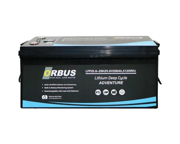 Orbus 25.6 V 200 AH LiFePO4 Lityum Akü ürün görseli 1
