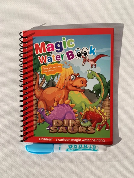 DİNAZORLAR ALEMİ Magic Book Eğitici İngilizce Sihirli Boyama Kitabı Su Kalemi Water Painting Kırmızı ürün görseli 1