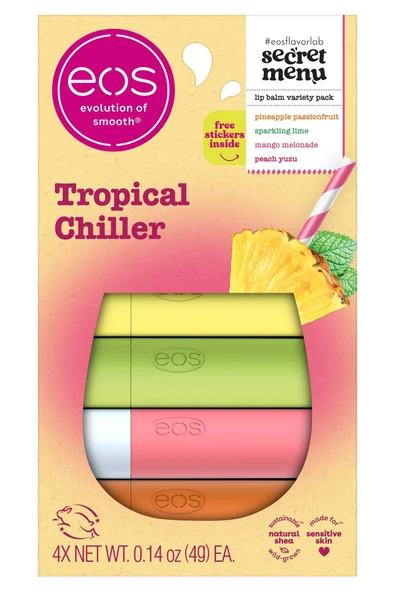 EOS Lip Balm Tropical Chiller Dudak Balsamı Çeşit Paketi 4 Adet ürün görseli 1
