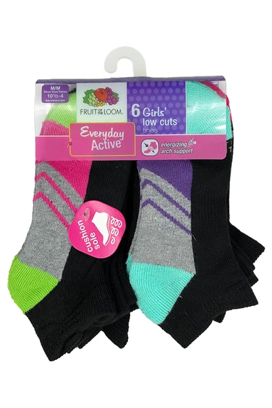 Fruit Of The Loom Girls Low Cuts Tines Çorap 6lı Paket (M) ürün görseli 1