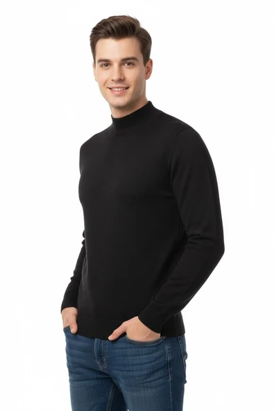 Erkek Yarım Balıkçı Kazak Çelik Örgü Regular Kalıp 4241B BGL-ST04854 ürün görseli 1