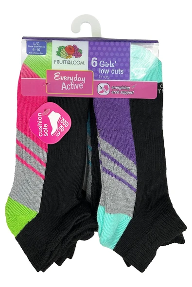 Fruit Of The Loom Girls Low Cuts Tines Çorap 6lı Paket (L) ürün görseli 1