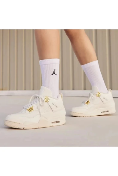 PTTAVM: Nike Air Jordan 4 Retro Metallic Gold (W) deri kadın beyaz