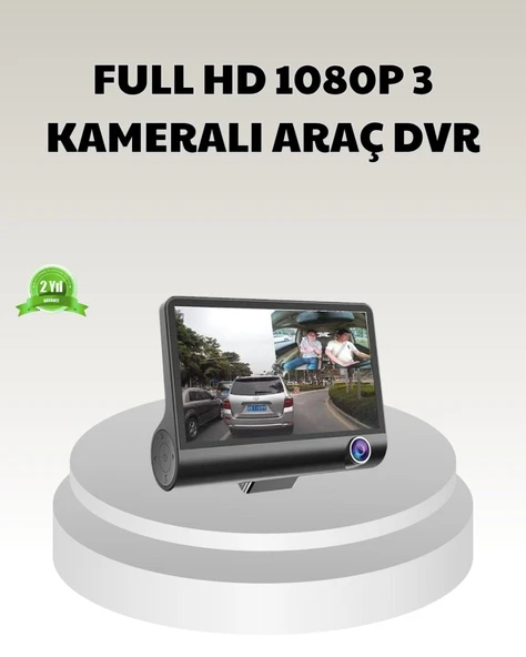 Araç DVR Kamerası 3’lü 170° Geniş Açılı Full HD ve Park Destekli ürün görseli 1