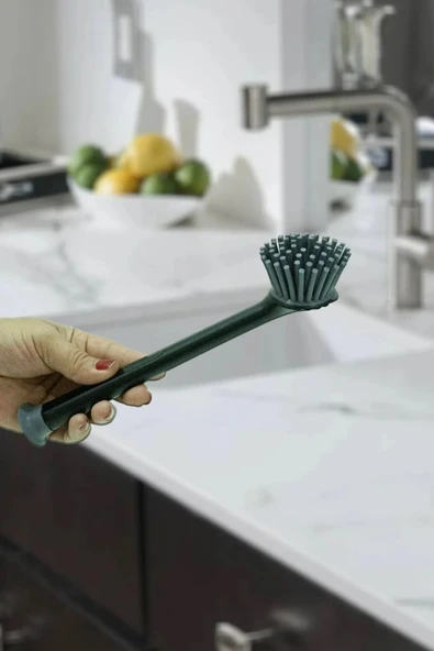Vantuzlu Mutfak Banyo Tezgah Üstü Silikon Bulaşık Yıkama Lavabo Temizleme Mutfak Tezgah Fırçası 2Lİ ürün görseli 1