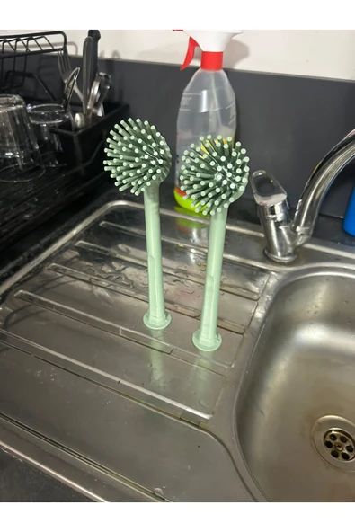 Vantuzlu Mutfak Banyo Tezgah Üstü Silikon Bulaşık Yıkama Lavabo Temizleme Mutfak Tezgah Fırçası ürün görseli 1