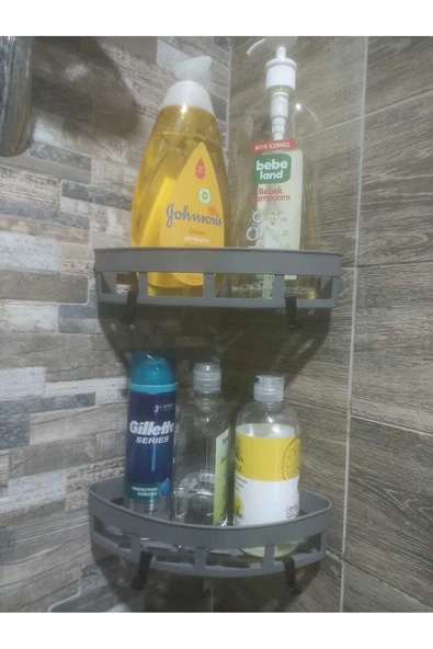 Gri Yapışkanlı Duş Banyo Mutfak Köşesi Sabunluğu Takım ürün görseli 1