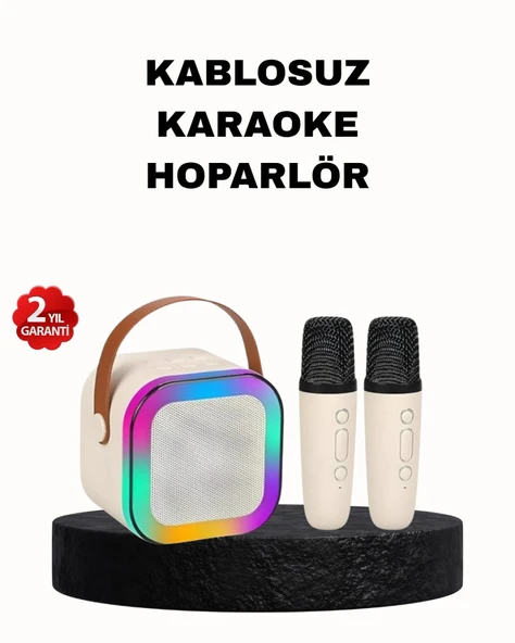 Karaoke Hoparlör Taşınabilir Çift Mikrofonlu ve LED Işıklı Bluetooth 5.0 ürün görseli 1