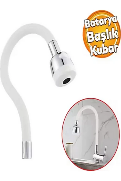 Beyaz Siyah Mutfak Eviye Borusu Kubar Hareketli Su Tasarruf Aparatı Beyaz ürün görseli 1