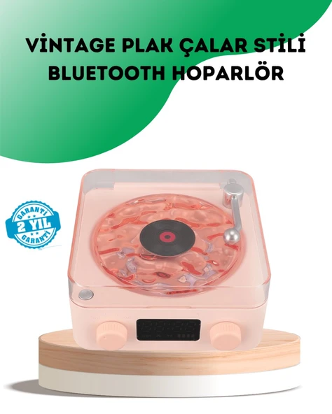 Retro Bluetooth Hoparlör – Kristal Ses, Gece Lambası, Saatli Tasarım ürün görseli 1