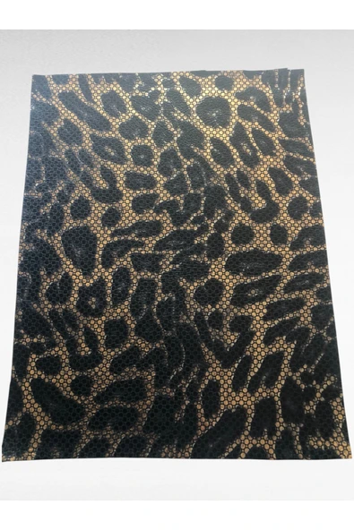 Kendinden Yapışkanlı Varaklı Leopar Suni Deri  Kutu Kılıf Cüzdan Anahtarlık Kaplama 21x30 cm ürün görseli 1