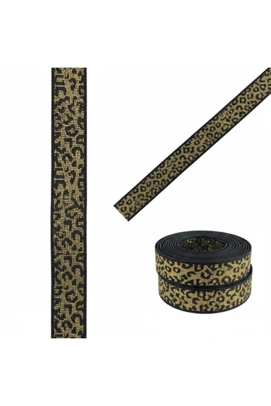 Leopar Desenli Metalik Parlak Şerit  Dekoratif Kemer Çanta Ayakkabı ve Hobi Aksesuar (1 Metre) ürün görseli 1