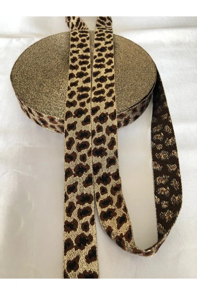 Leopar Desenli Jakarlı 3 Cm Dokuma Şerit Moda Çanta Aksesuarı Ev Dekoru El Sanatları Için (1M) ürün görseli 1