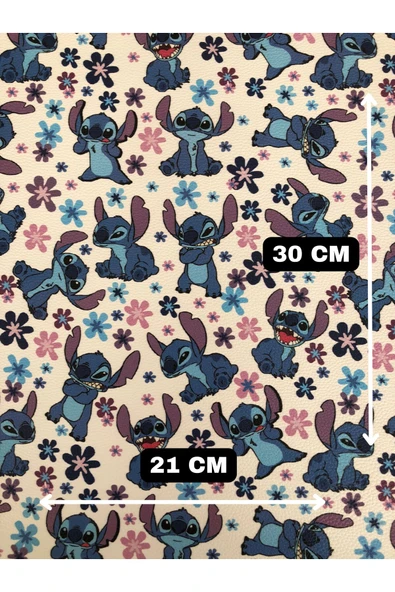 Yapışkanlı Stitch Karakterli Suni Deri  Kutu Kılıf Cüzdan Anahtarlık Kaplama  21x30 cm ürün görseli 1