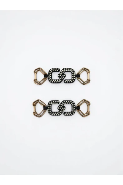 Taş Detaylı Zincir Görünümlü Metal Aksesuar Klipsi (2'li Set) ( En 7 cm Boy 2 cm ) ürün görseli 1