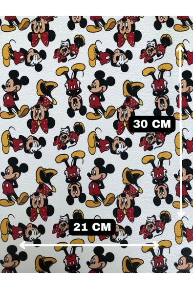 Yapışkanlı Mickey Mouse Suni Deri  Kutu Kılıf Cüzdan Anahtarlık Kaplama  21x30 cm ürün görseli 1