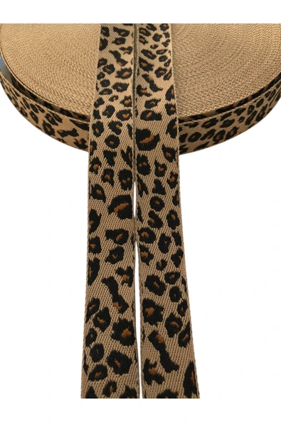 Leopar Desenli 2.5 Cm Dokuma Şerit Moda Çanta Aksesuarı Ev Dekoru El Sanatları Için (1M) ürün görseli 1
