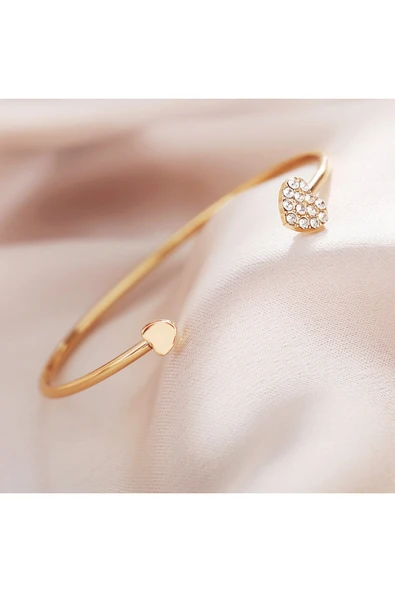 Rose Gold Kalpli Taşlı Bileklik  Paslanmaz Çelik  Şık ve Zarif Kombin Takısı ürün görseli 1