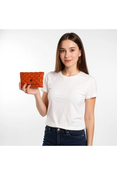 Kapitone Mini Kartlık Cüzdan  Para Kesesi Kart Tutucu Çıtçıtlı Model 10x7 cm ürün görseli 1