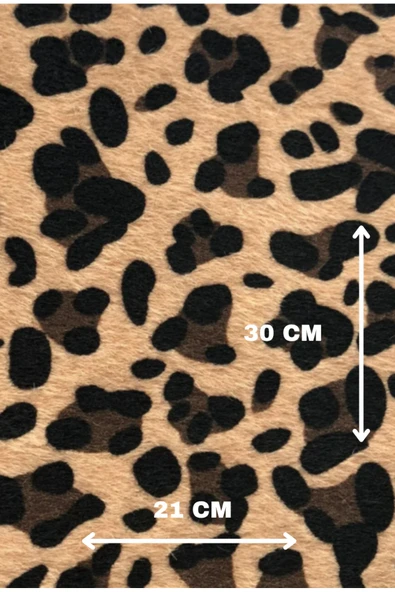 Kendinden Yapışkanlı Tüylü Leopar Kumaş Ayakkabı Çanta Araç İçi Döşeme Hobi Ürünleri 21 x 30 cm ürün görseli 1