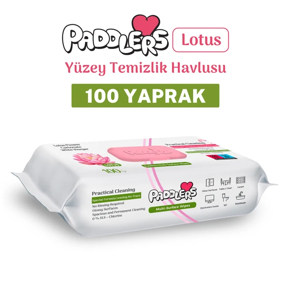 Paddlers Easy Clean Lotus Çiçeği Yüzey Temizlik Havlusu 100 Yaprak ürün görseli 1