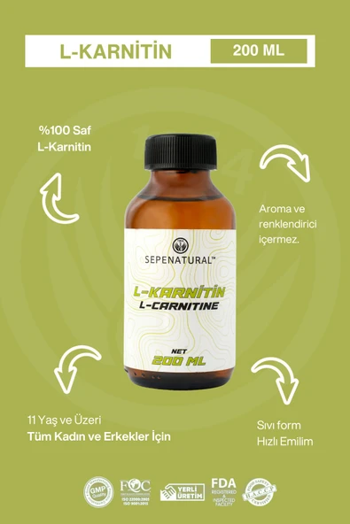 PTTAVM: SEPE NATURAL L-KARNITIN SIVI AROMASIZ 200 ML 20 SERVİS L-CARNITINE