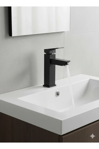 SERMİX Siyah Lavabo Bataryası Zamansız Şıklık ve Ergonomi ürün görseli 1