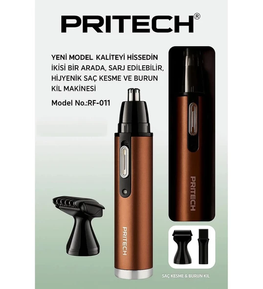 Pritech Rf-011 Şarjlı Kulak Burun Kıl Makinası 2in 1 ürün görseli 1