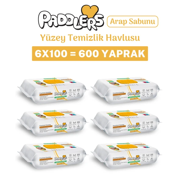 Paddlers Easy Clean Arap Sabun Katkılı Yüzey Temizlik Havlusu 6x100 (600 Yaprak) ürün görseli 1