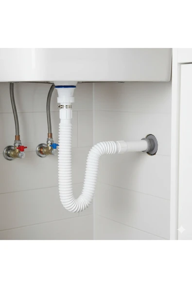 Sfk Lüx Körüklü Sızdırmaz Lavabo Sifonu Lavabo Altı Hortumu Gider Borusu ürün görseli 1