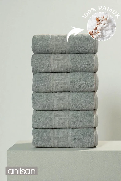 6'lı Mint Yeşili Greek El Havlusu - 50x90 Cm, 225 Gr, %100 Pamuk, Spa Ve Otel Havlusu ürün görseli 1