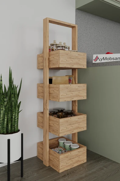 AYMOBSAN Multi 4 Katlı Mutfak Sepeti, Çok Amaçlı Mutfak Rafı, 4 Raflı, 40 CM ürün görseli 1